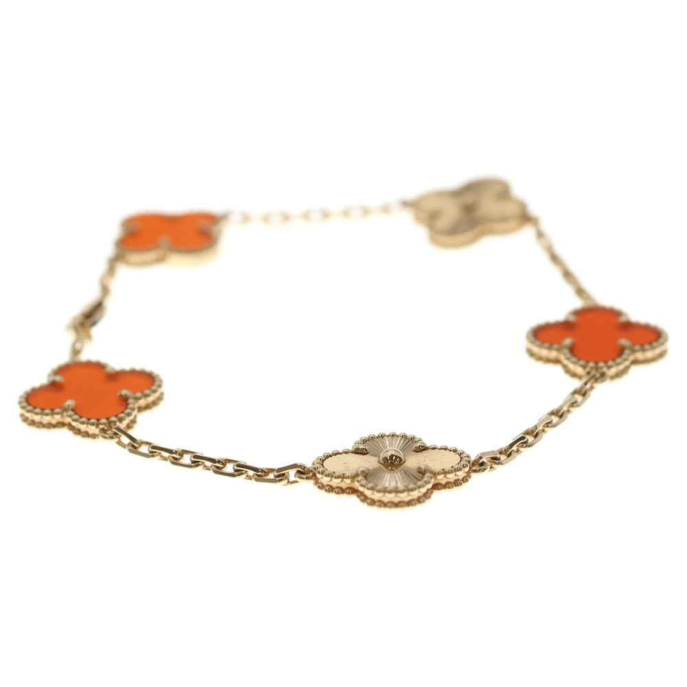 Van Cleef & Arpels(ヴァンクリーフアンドアーペル) ヴィンテージアルハンブラ 5モチーフ カーネリアン ギョーシェ ブレスレット Au750 K18 PG ピンクゴールド レディース