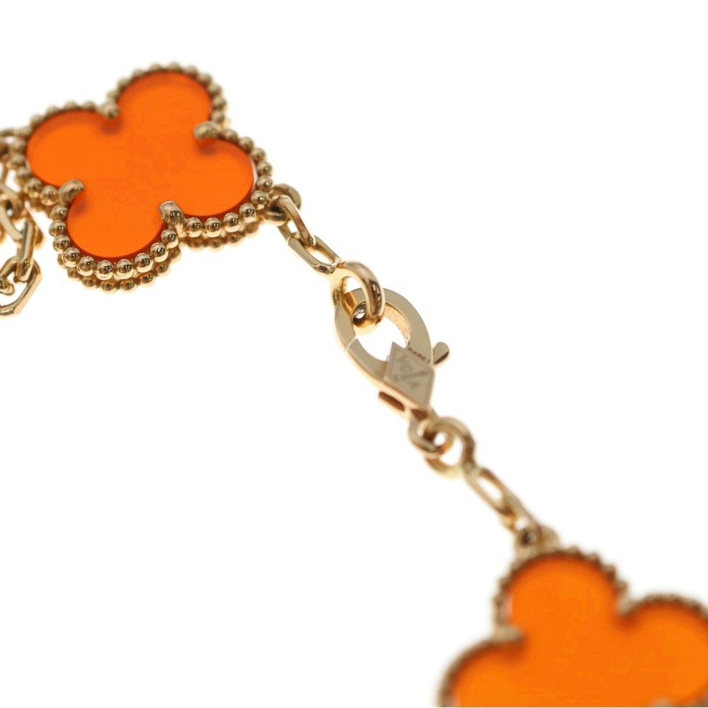 Van Cleef & Arpels(ヴァンクリーフアンドアーペル) ヴィンテージアルハンブラ 5モチーフ カーネリアン ギョーシェ ブレスレット Au750 K18 PG ピンクゴールド レディース