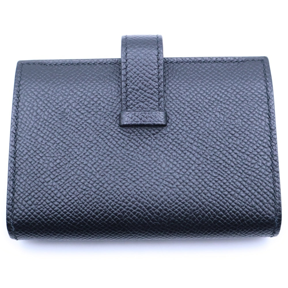 HERMES(エルメス) ベアンミニ カードケース ソーブラック 二つ折り財布 カードケース 名刺入れ ブラック レザー ブラック金具
