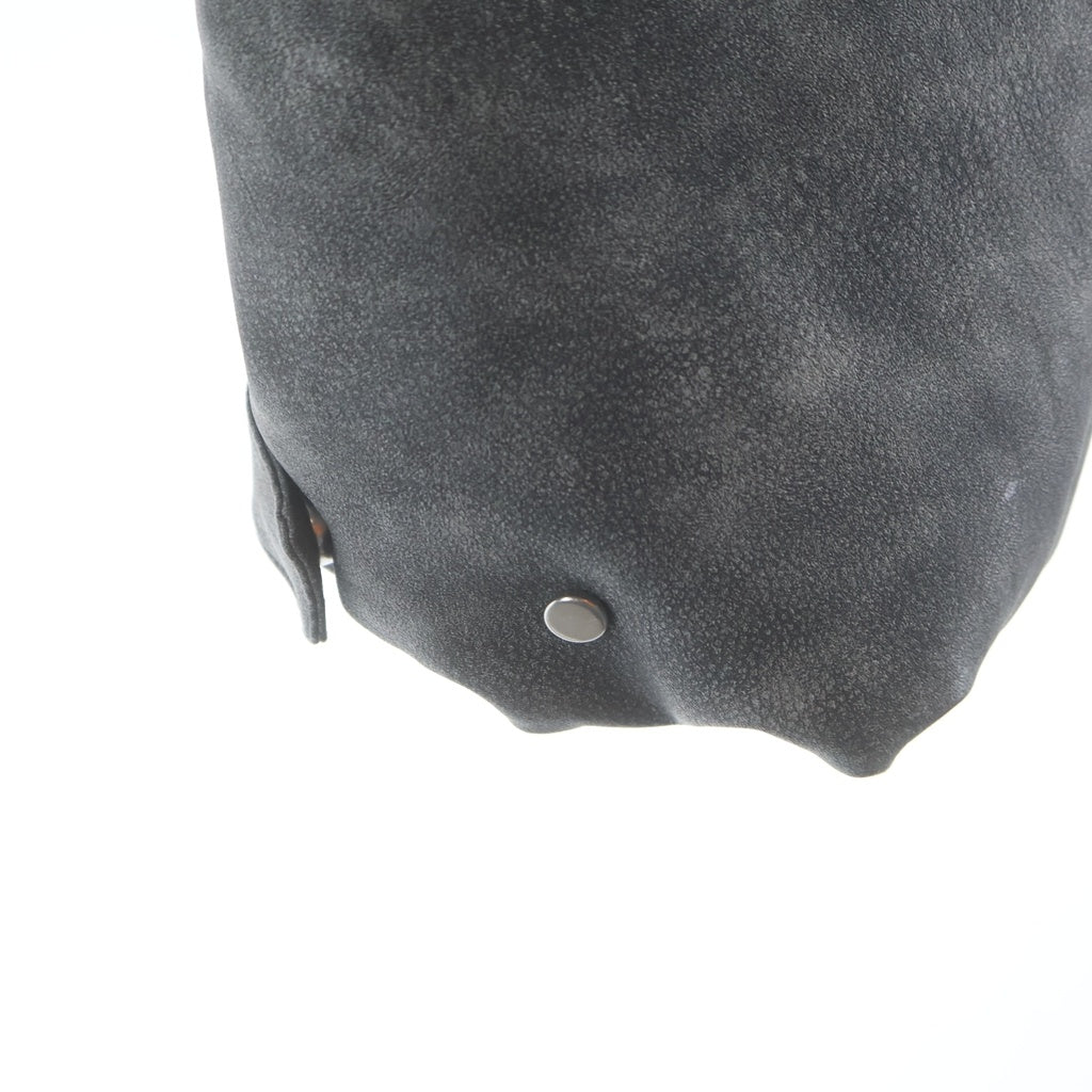 BREATH(ブレス) 24AW エンボスロゴ フェイクレザー スタンドカラー ショート ダウンジャケット グレー BR24AW-0010