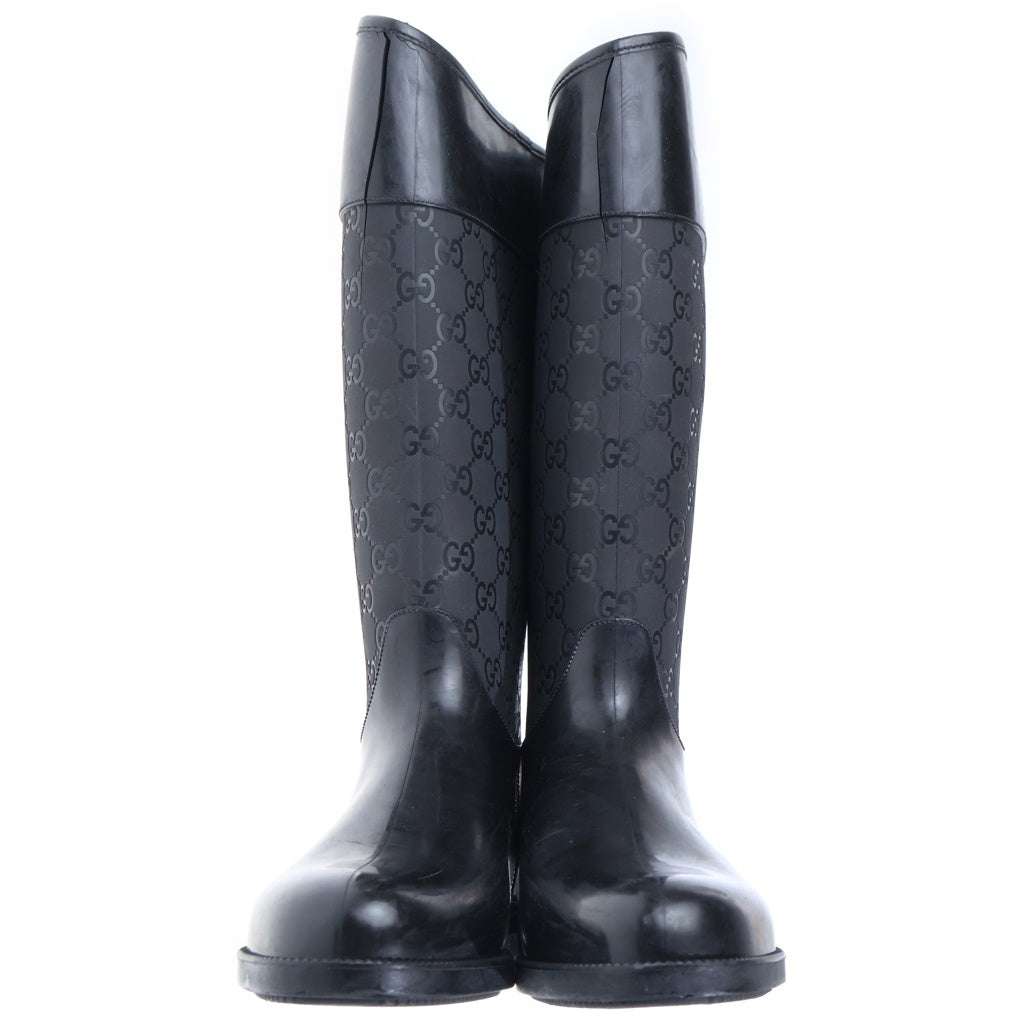 GUCCI(グッチ) GG総柄 ラバー レイン ロングブーツ ブラック レディース