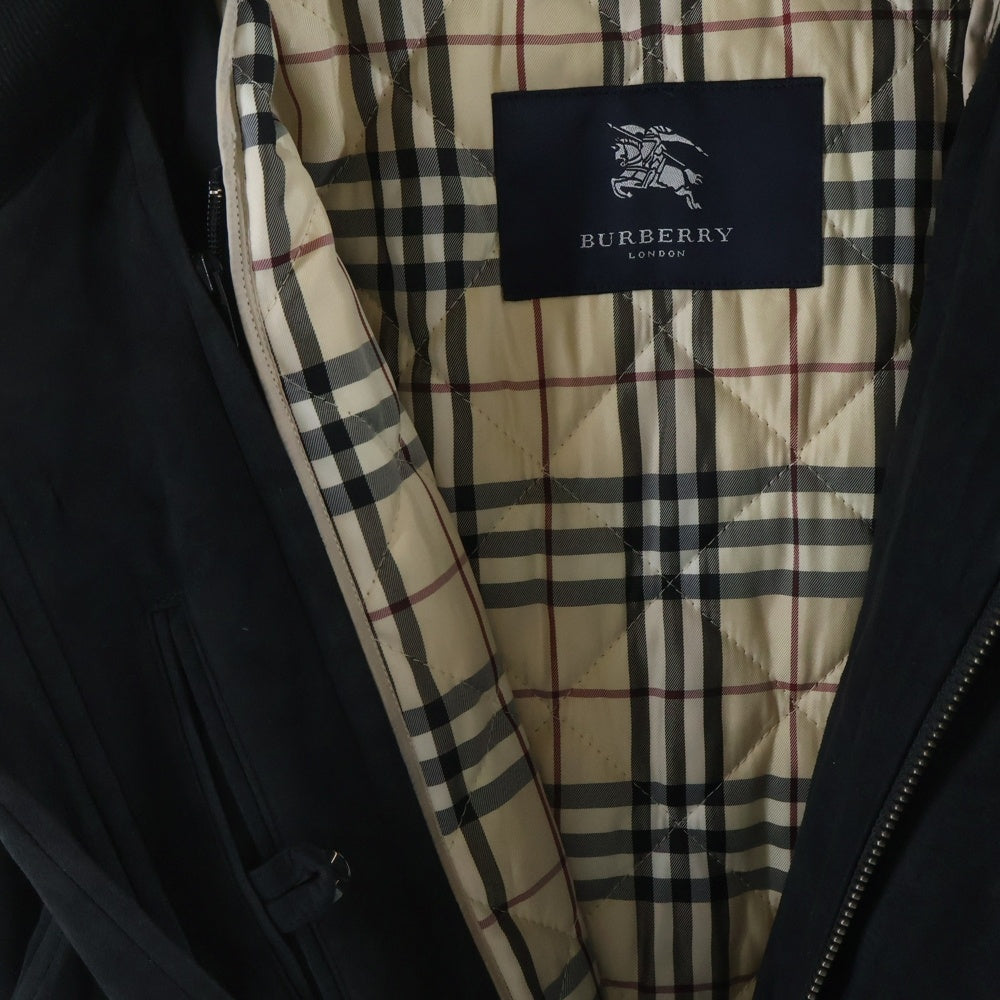 BURBERRY LONDON(バーバリーロンドン) スエードレザー ノバチェックライニング ハリントンジャケット スイングトップ ブラック レディース