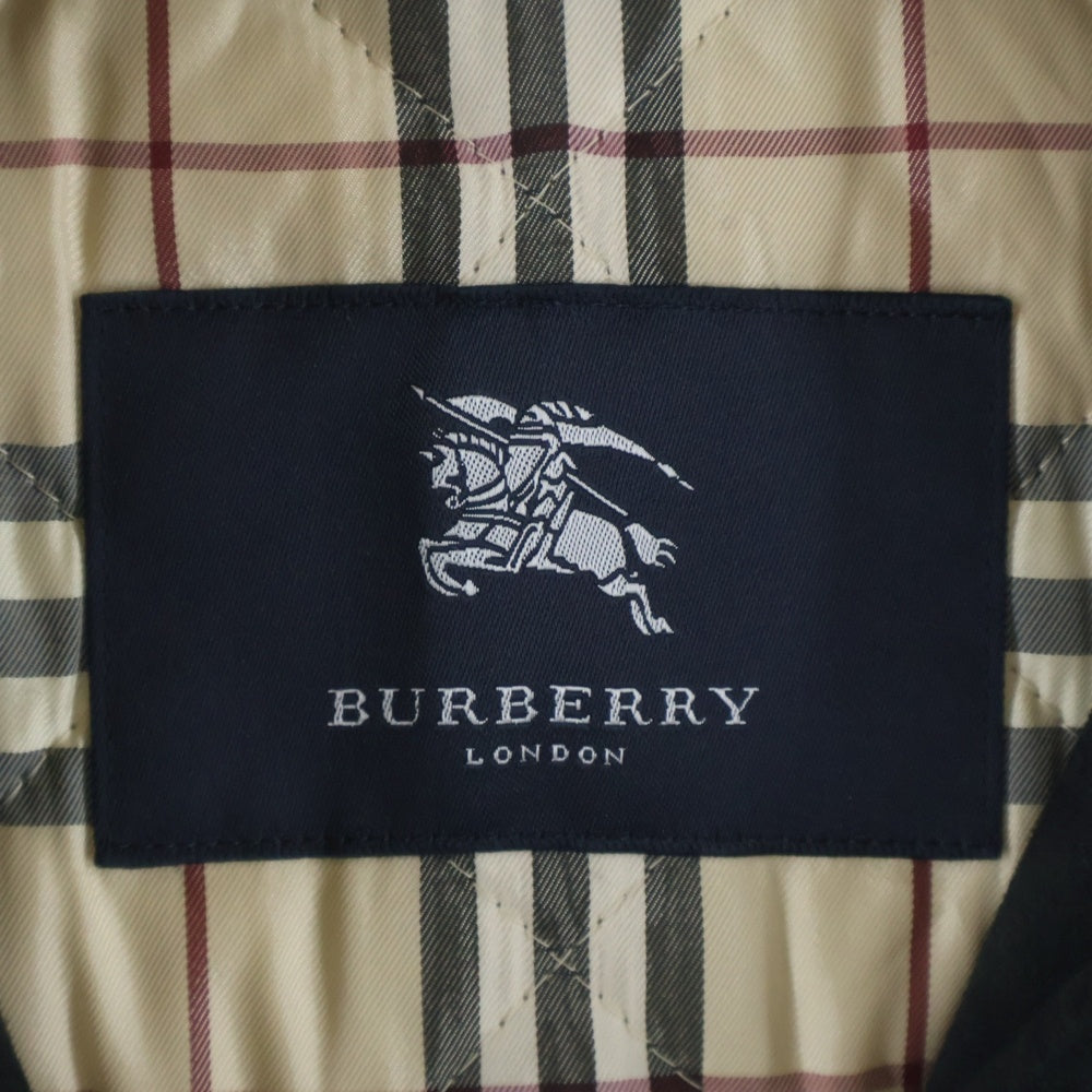 BURBERRY LONDON(バーバリーロンドン) スエードレザー ノバチェックライニング ハリントンジャケット スイングトップ ブラック レディース