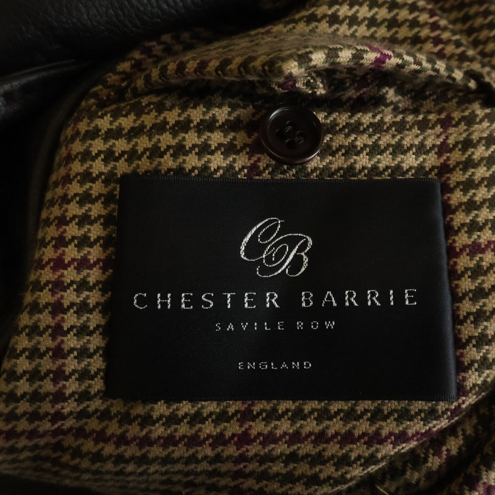 Chester Barrie(チェスターバリー) ラビットファーカラー レザー コート ブラウン レディース