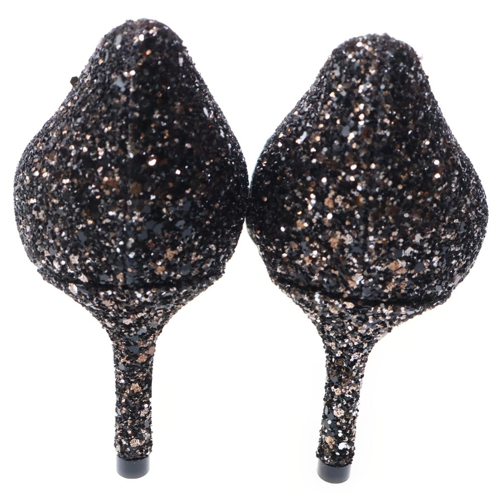 JIMMY CHOO(ジミーチュウ) ROMY 60 ラメグリッター ヒール パンプス シューズ ブラック/ゴールド レディース