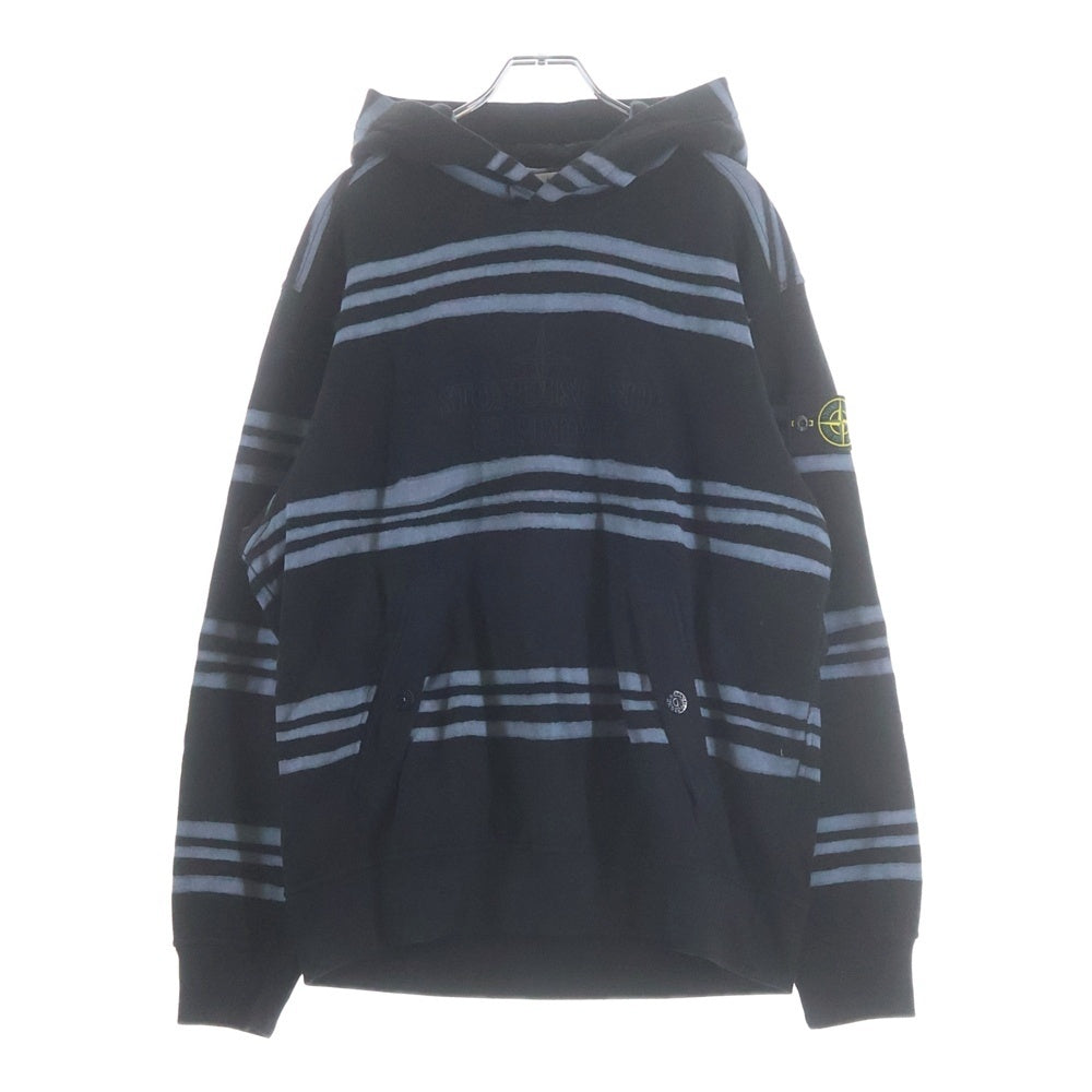 STONE ISLAND(ストーンアイランド) 20AW ロゴ刺繍ボーダープルオーバーパーカー ブラック 7325601S5