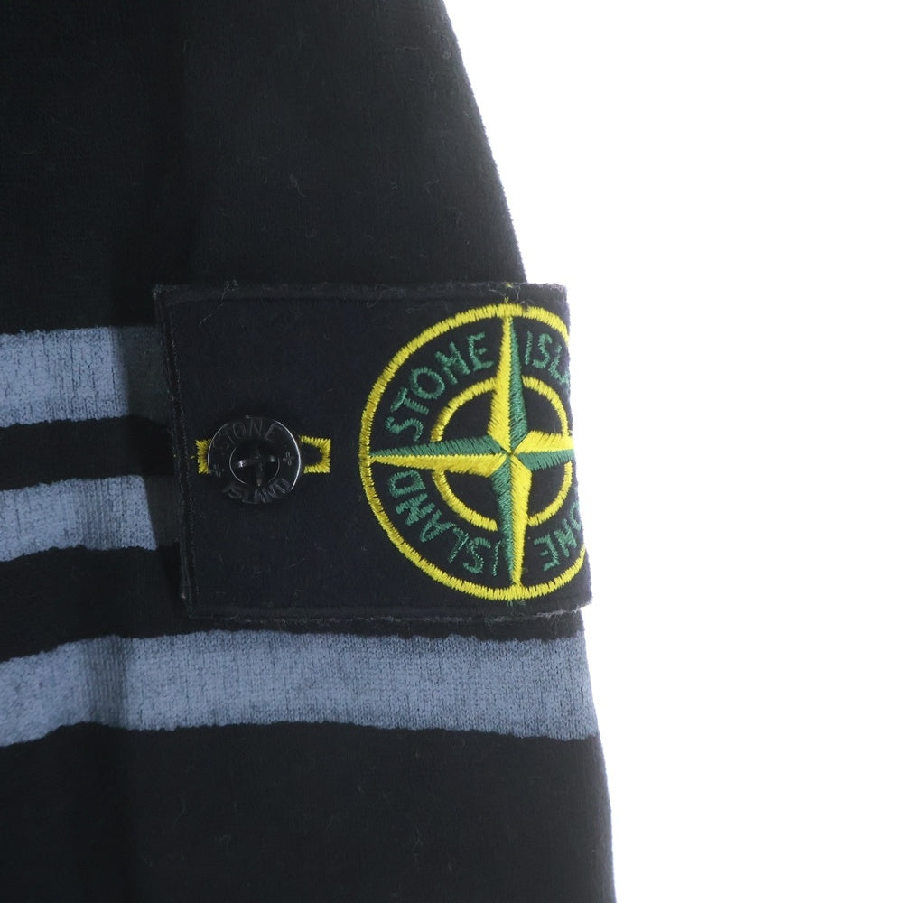 STONE ISLAND(ストーンアイランド) 20AW ロゴ刺繍ボーダープルオーバーパーカー ブラック 7325601S5
