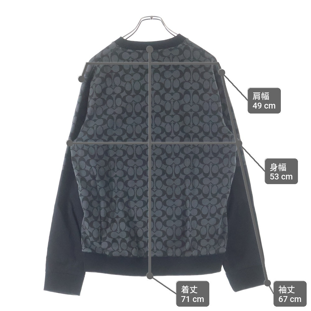 COACH(コーチ) ラバーロゴ シグネチャー総柄 クルーネック プルオーバー スウェットトレーナー ブラック