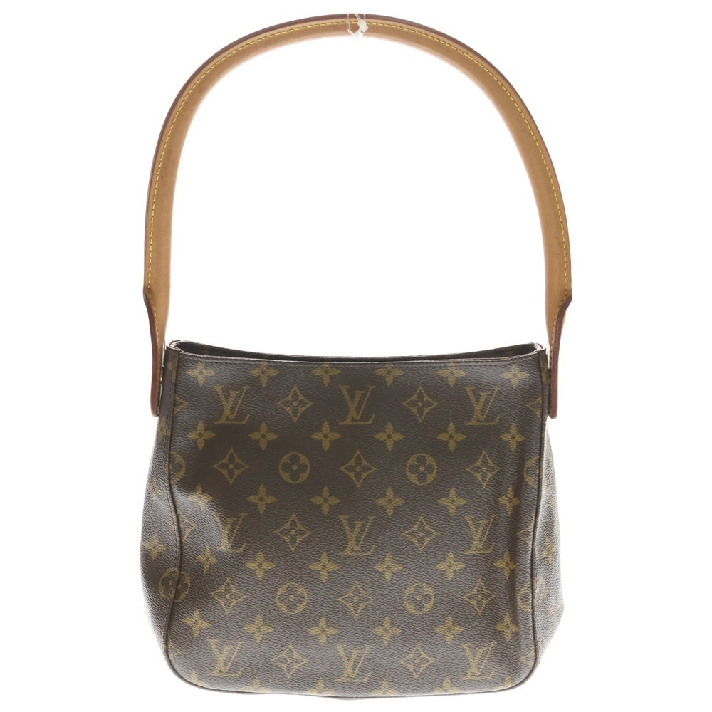 LOUIS VUITTON(ルイヴィトン) ルイヴィトン モノグラム ルーピングMM ハンドバッグ ブラウン レザー×PVC M51146 ゴールド金具 レディース
