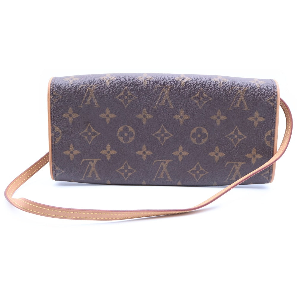 LOUIS VUITTON(ルイヴィトン) ルイヴィトン モノグラム ポシェットツインGM ショルダーバッグ ミニバッグ ブラウン レザー×PVC M51852 ゴールド金具 レディース
