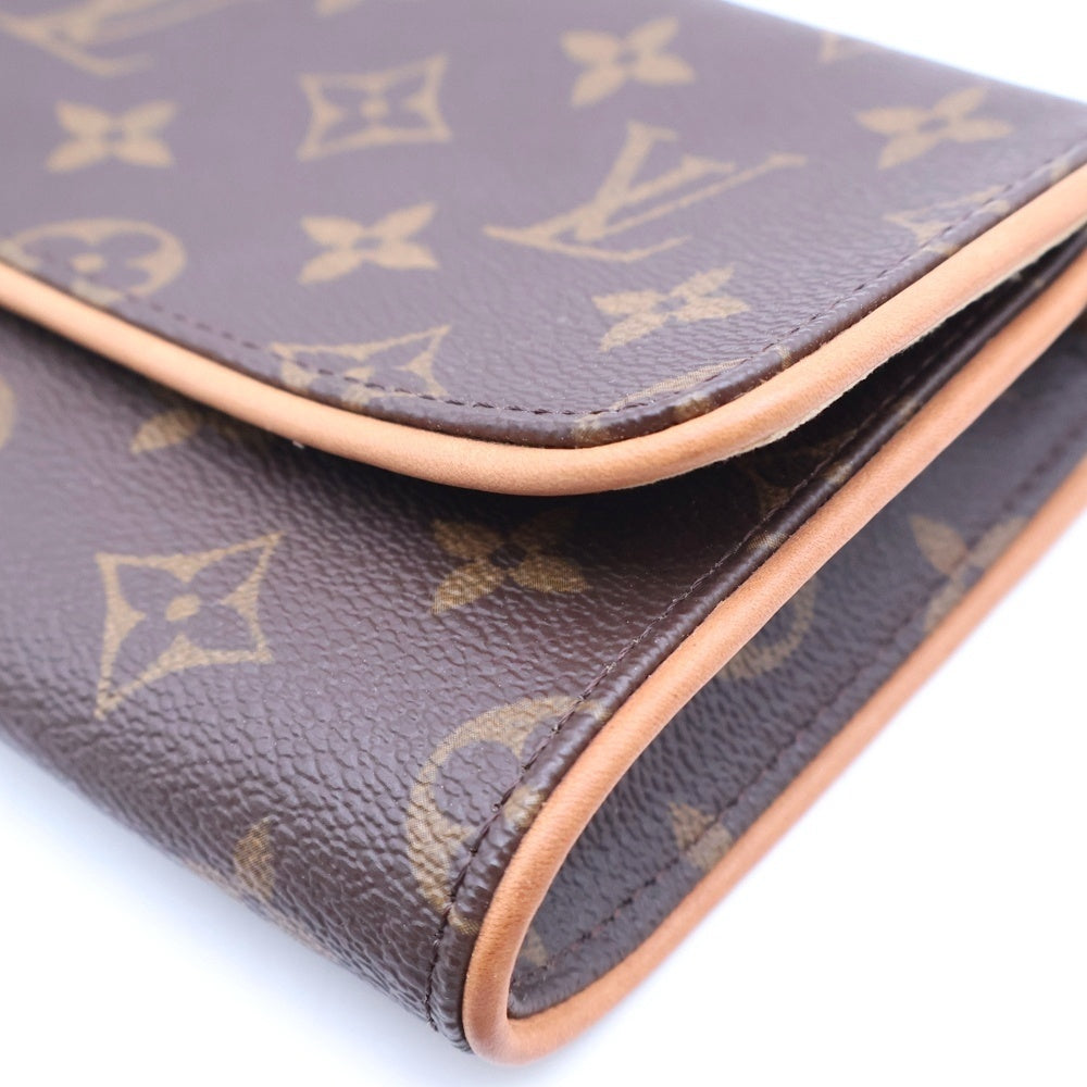 LOUIS VUITTON(ルイヴィトン) ルイヴィトン モノグラム ポシェットツインGM ショルダーバッグ ミニバッグ ブラウン レザー×PVC M51852 ゴールド金具 レディース