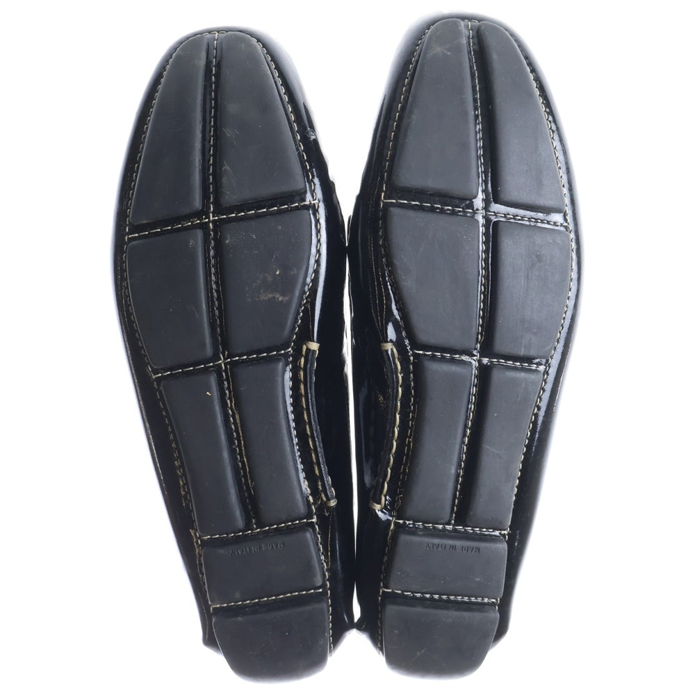 PRADA(プラダ) チェーン装飾 パテントレザー スクエアトゥ ドライビングシューズ ブラック レディース