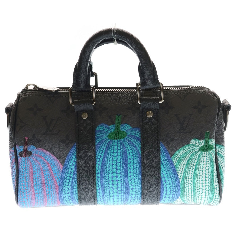 LOUIS VUITTON(ルイヴィトン) ×YK 草間彌生 モノグラム エクリプスリバース パンプキンドット バンドリエール25 2WAY ハンド ショルダーバッグ シルバー金具 ブラック M46437 ストラップ レディース