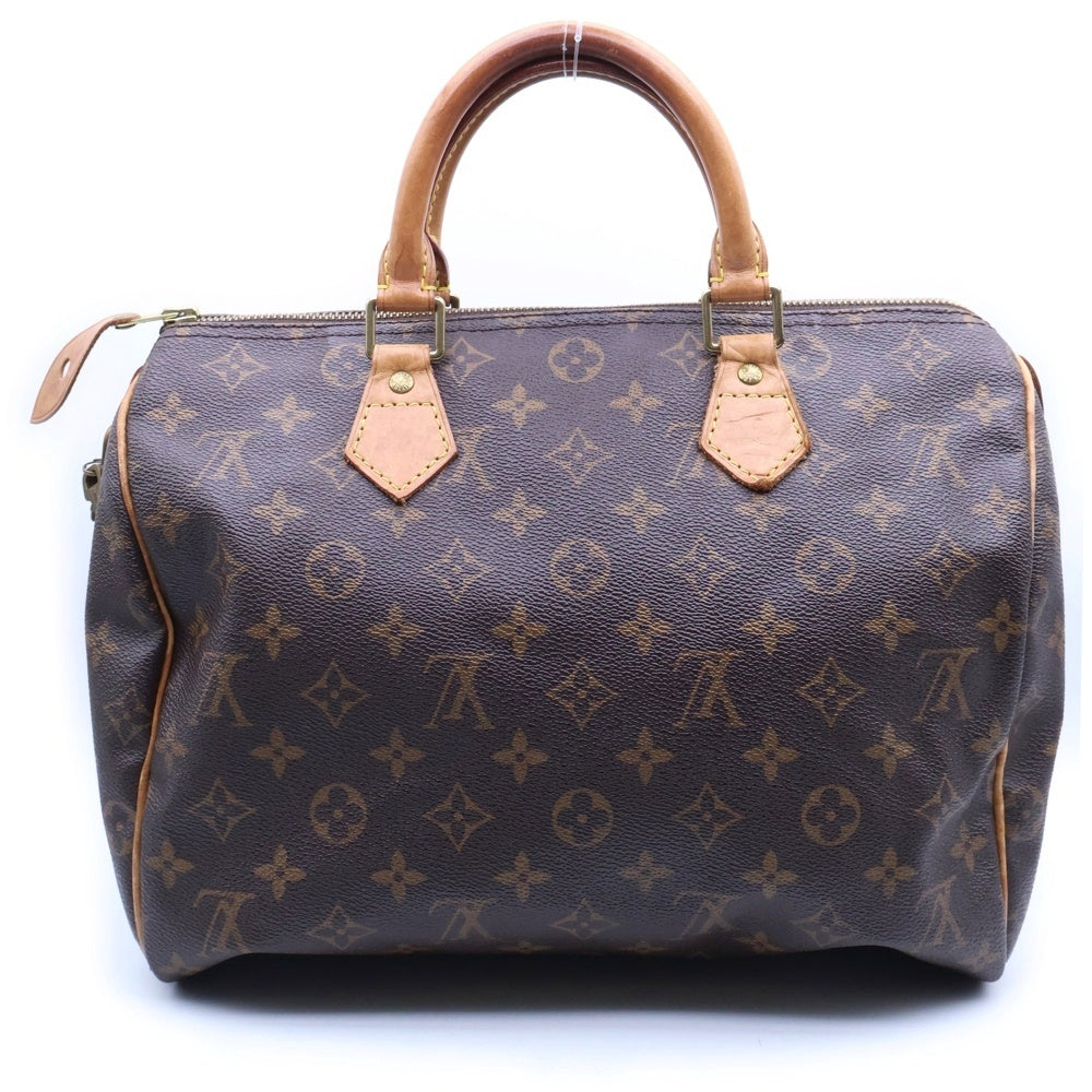 LOUIS VUITTON(ルイヴィトン) モノグラム スピーディー30 ハンドバッグ ボストンバッグ ブラウン レザー×PVC M41526 ゴールド金具 レディース