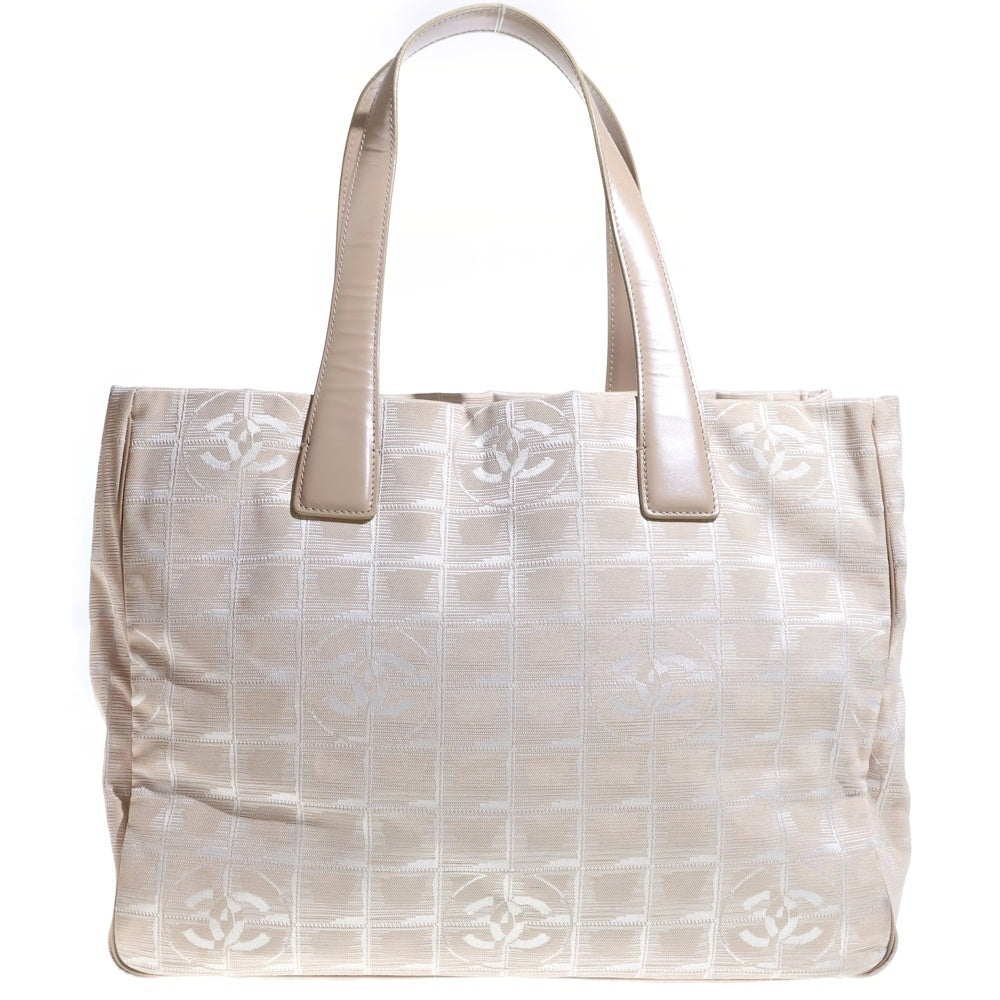 CHANEL(シャネル) ニュートラベルライン トートバックMM ハンドバッグ ピンクベージュ ナイロン×レザー ゴールド金具 レディース