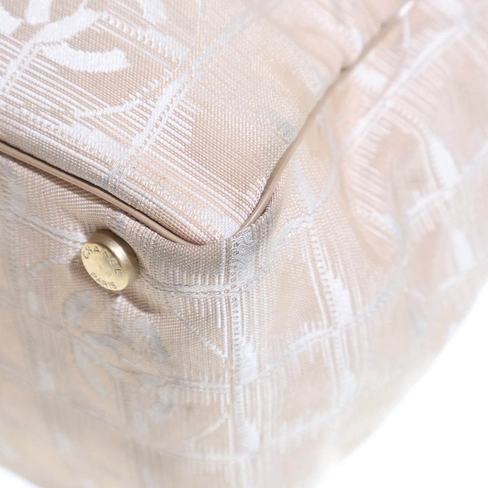 CHANEL(シャネル) ニュートラベルライン トートバックMM ハンドバッグ ピンクベージュ ナイロン×レザー ゴールド金具 レディース