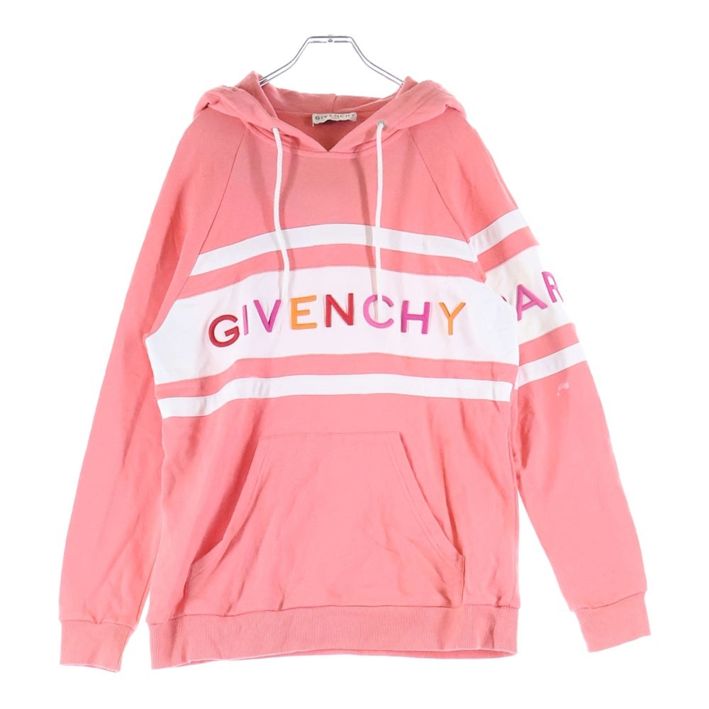 GIVENCHY(ジバンシィ) マルチカラーロゴ刺繍 プルオーバー スウェットパーカー フーディー ピンク BWJ0073Z1X レディース