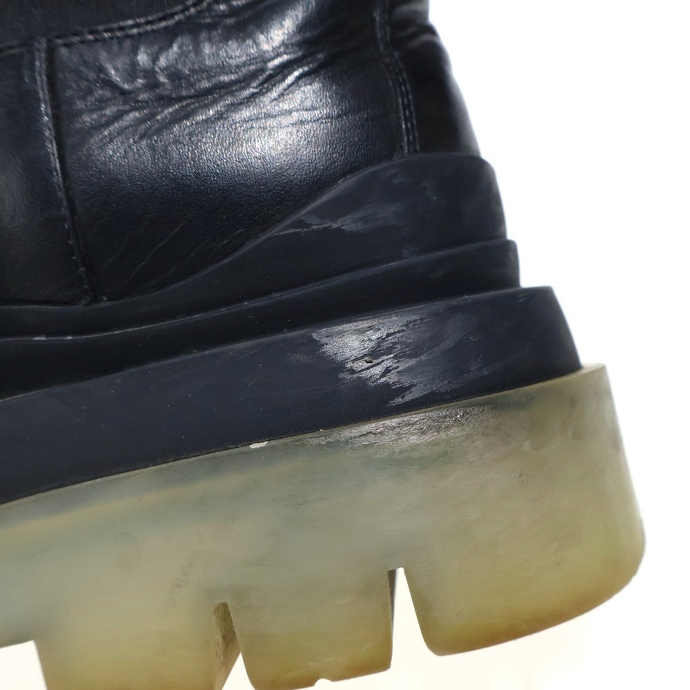 BOTTEGA VENETA(ボッテガヴェネタ) タイヤブーツ レザーサイドゴア ロングブーツ ブラック