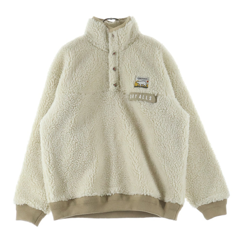 HUMAN MADE(ヒューマンメイド) 23AW BOA FLEECE PULLOVER HM26JK036 ボアフリース ハーフボタン ジャケット ホワイト