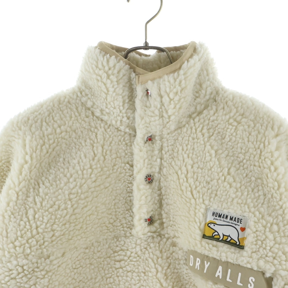 HUMAN MADE(ヒューマンメイド) 23AW BOA FLEECE PULLOVER HM26JK036 ボアフリース ハーフボタン ジャケット ホワイト