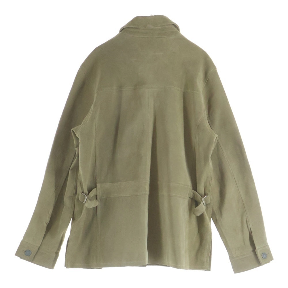 Calvin Klein(カルバンクライン) 襟付きスウェードレザージャケット ベージュ レディース