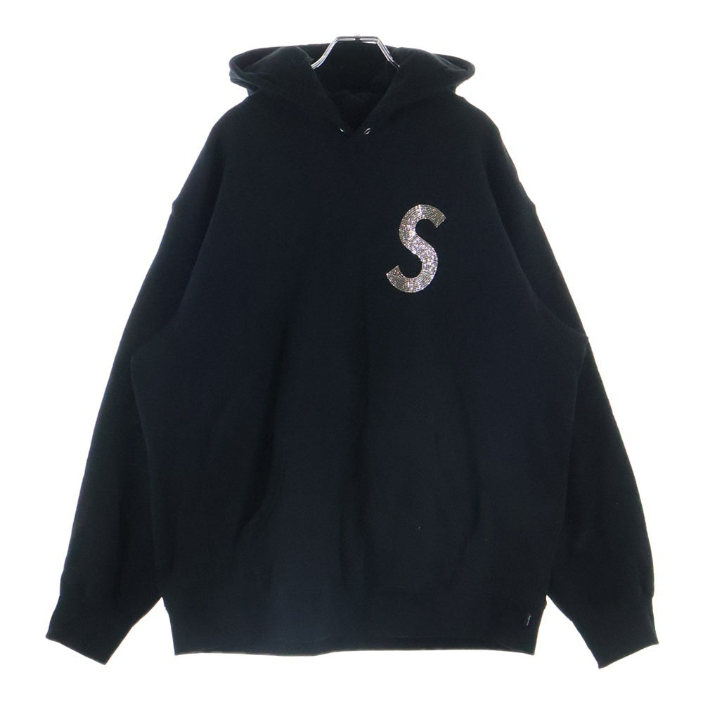 SUPREME(シュプリーム) 21SS ×Swarovski S Logo Hooded Sweatshirt ×スワロフスキー ラインストーン Sロゴ フーディー プルオーバーパーカー ブラック