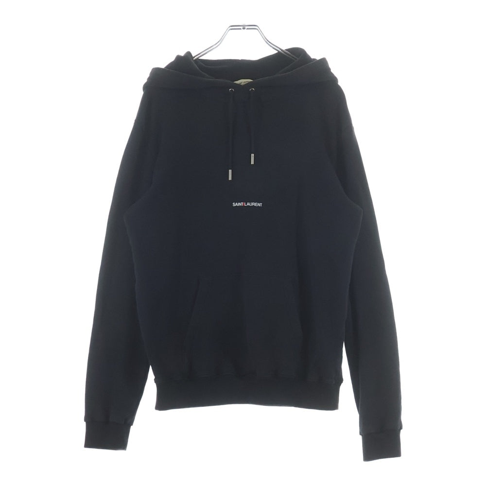SAINT LAURENT PARIS(サンローランパリ) シグネクチャーロゴプリント プルオーバースウェット パーカー フーディー ブラック