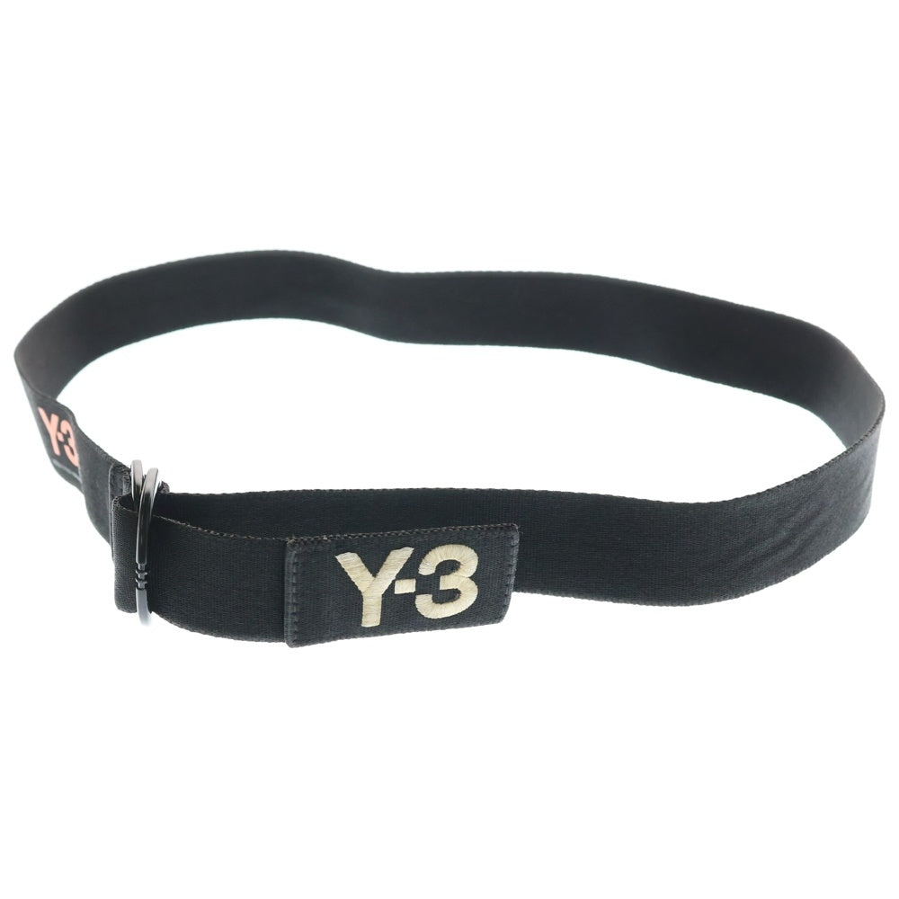 Y-3(ワイスリー) ロゴ刺繍 Dカンバックル ロング ベルト ブラック