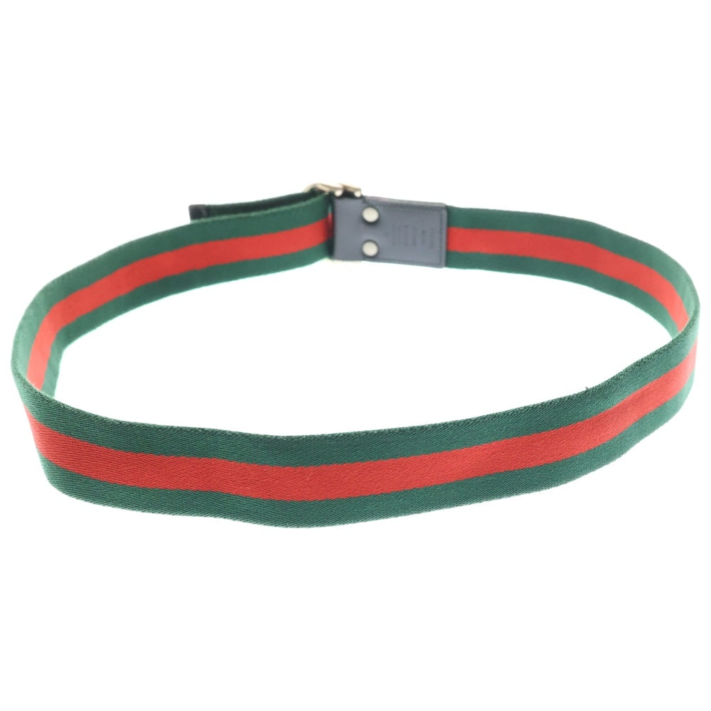GUCCI(グッチ) エンボスロゴ シェリーライン Dカンバックル ロングベルト グリーン/レッド 451136 H917N レディース