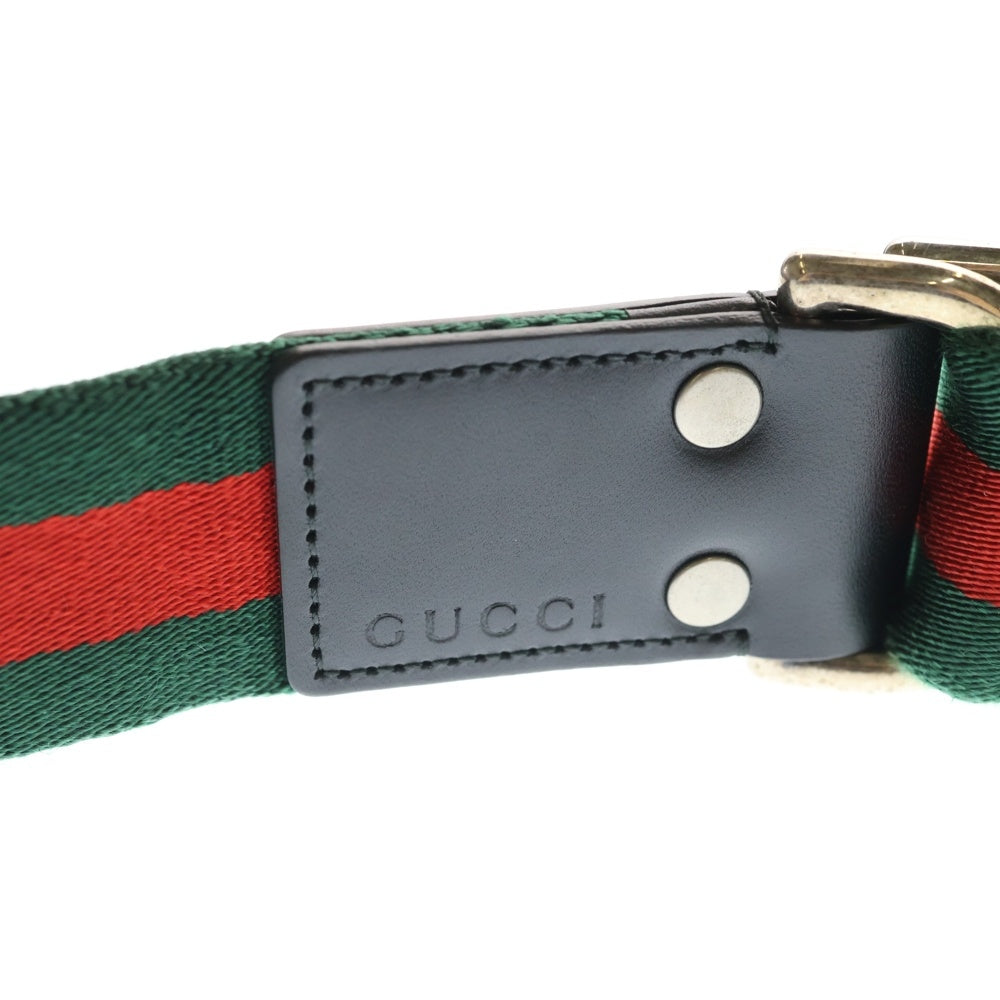 GUCCI(グッチ) エンボスロゴ シェリーライン Dカンバックル ロングベルト グリーン/レッド 451136 H917N レディース