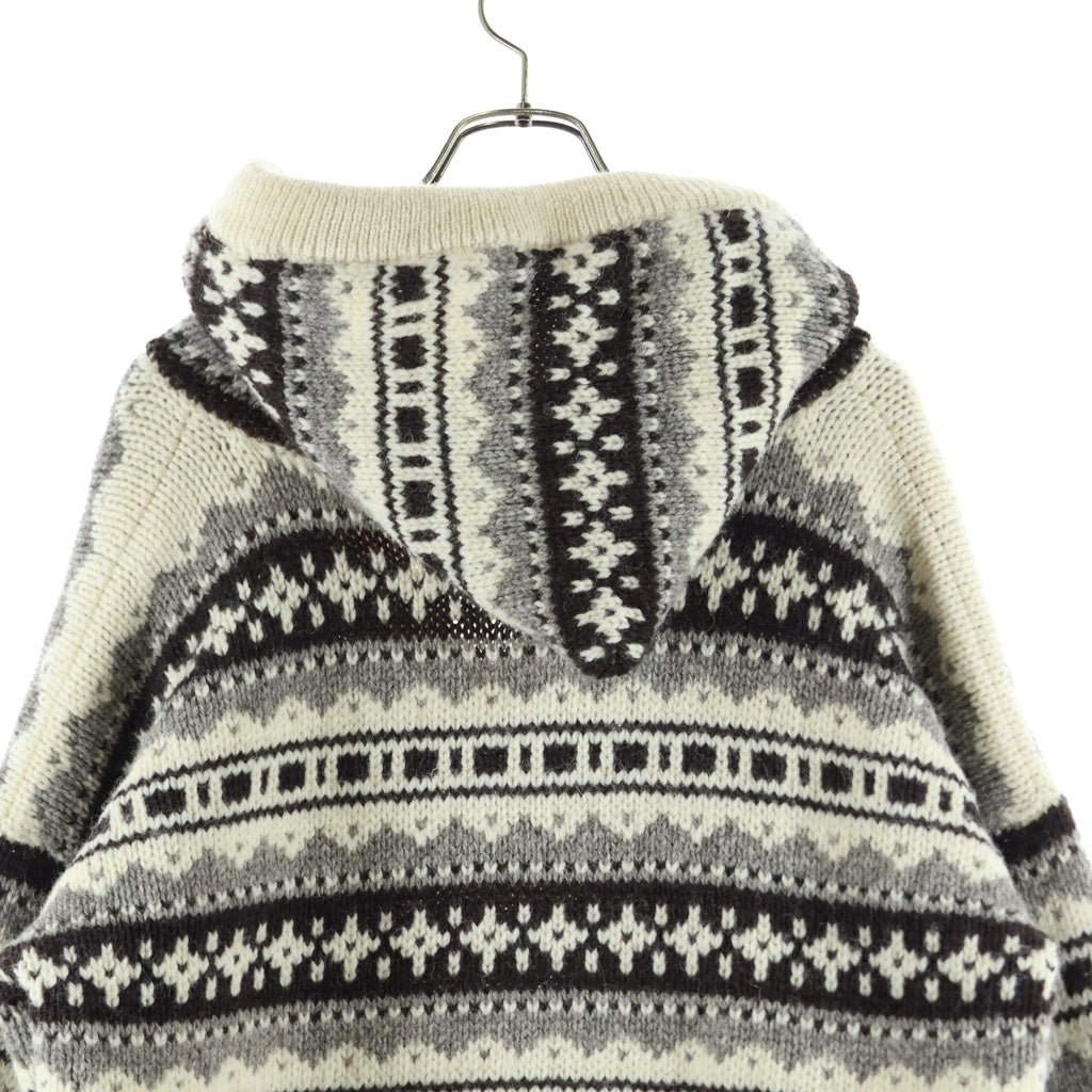 CELINE(セリーヌ) 21AW Nordic Knit Hoodie ノルディックニットフーディー プルオーバーパーカー アイボリー/ブラウン 2A80R107O