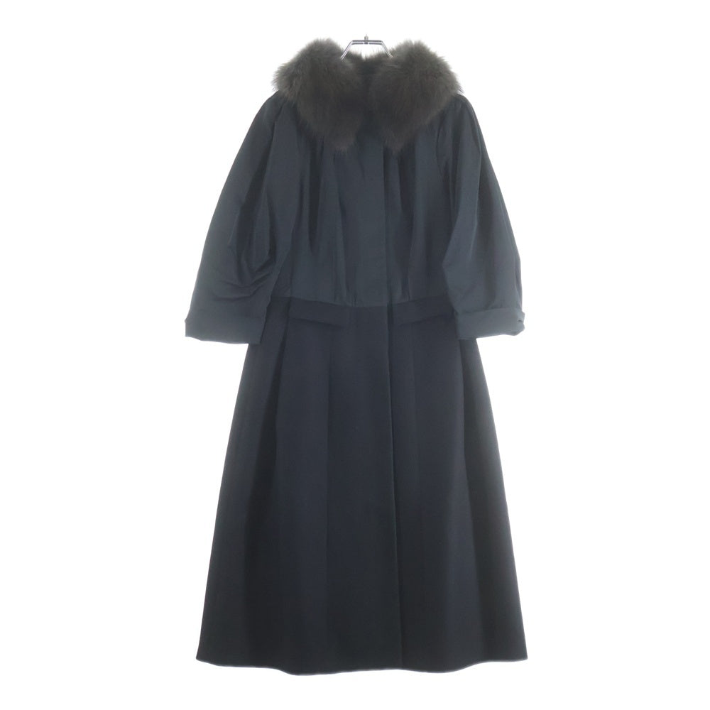 LOUIS VUITTON(ルイヴィトン) 襟ファー ナイロン切替 ジップアップコート ブラック レディース