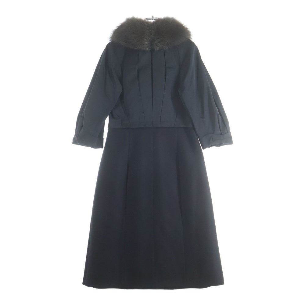 LOUIS VUITTON(ルイヴィトン) 襟ファー ナイロン切替 ジップアップコート ブラック レディース