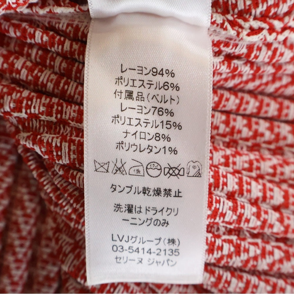 CELINE(セリーヌ) 切り替えデザイン ニットスカート レッド レディース
