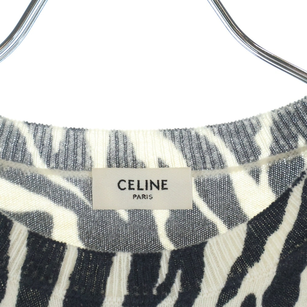 CELINE(セリーヌ) ゼブラ クルーネックニットセーター ブラック/ホワイト レディース