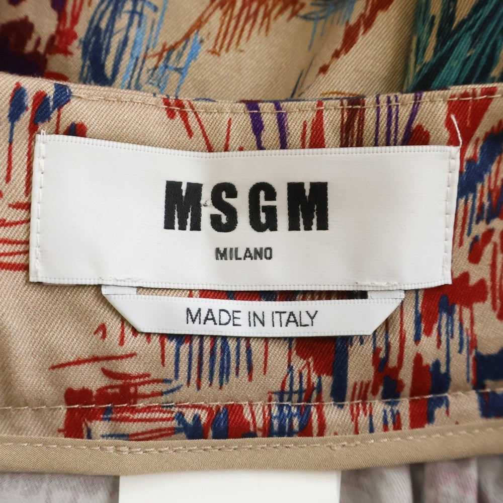 MSGM(エムエスジーエム) 総柄デザイン ベルテッドスカート ブラウン レディース