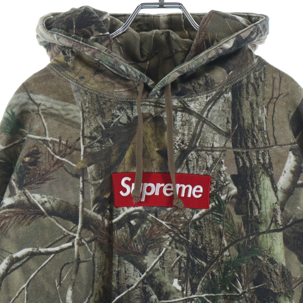 SUPREME(シュプリーム) 25AW Box Logo Hooded Sweatshirt Realtree AP Camo ボックス ロゴ 刺繍 リアルツリー カモフラ総柄 プルオーバースウェットパーカー フーディー ブラウン