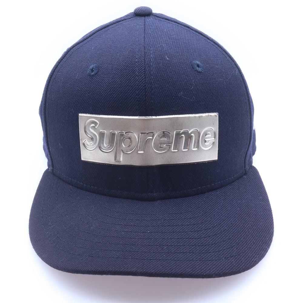 SUPREME(シュプリーム) Metallic Box Logo メタリックロゴ ベースボールキャップ 帽子 ネイビー