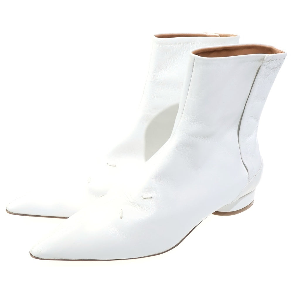 【新品】Maison Margiela サイドジップ レザー ブーツ 白25 MM6 Maison Margiela(エムエムシックスメゾンマルジェラ) 4ステッチ