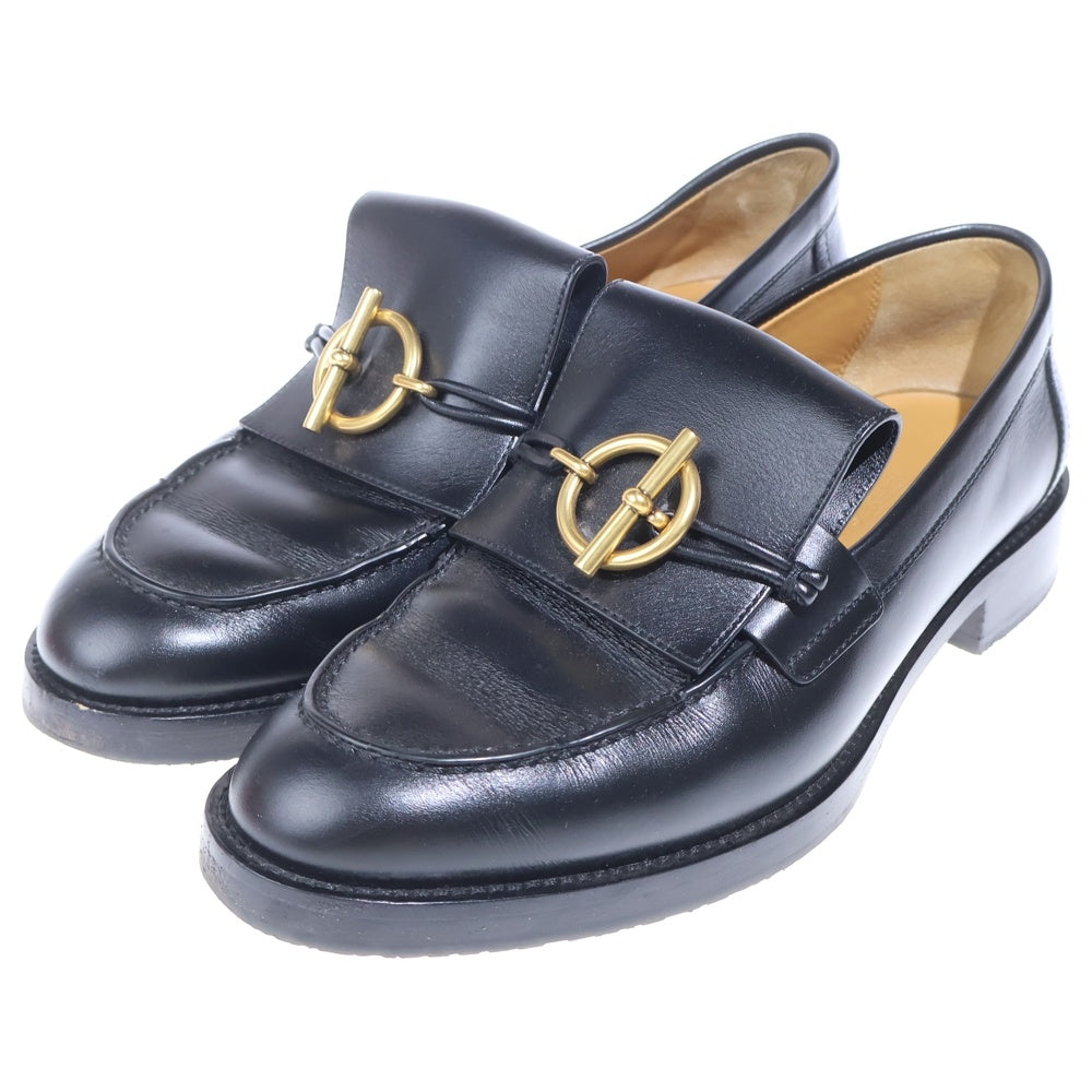 HERMES(エルメス) モカシンインパクト レザー ローカットシューズ ローファー ゴールド金具 ブラック レディース