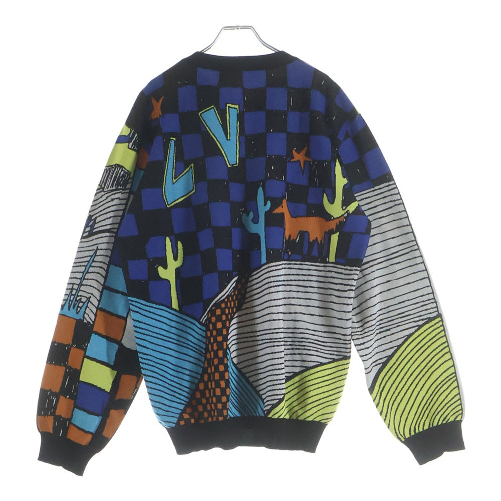 LOUIS VUITTON(ルイヴィトン) 23SS アニマル総柄ジャガード クルーネック プルオーバー 長袖ニット セーター イエロー/ブラック RM232M ZLW HPN13W