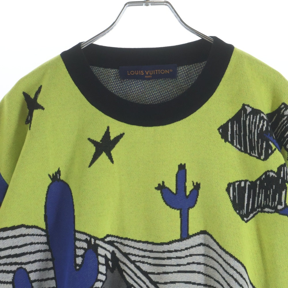 LOUIS VUITTON(ルイヴィトン) 23SS アニマル総柄ジャガード クルーネック プルオーバー 長袖ニット セーター イエロー/ブラック RM232M ZLW HPN13W