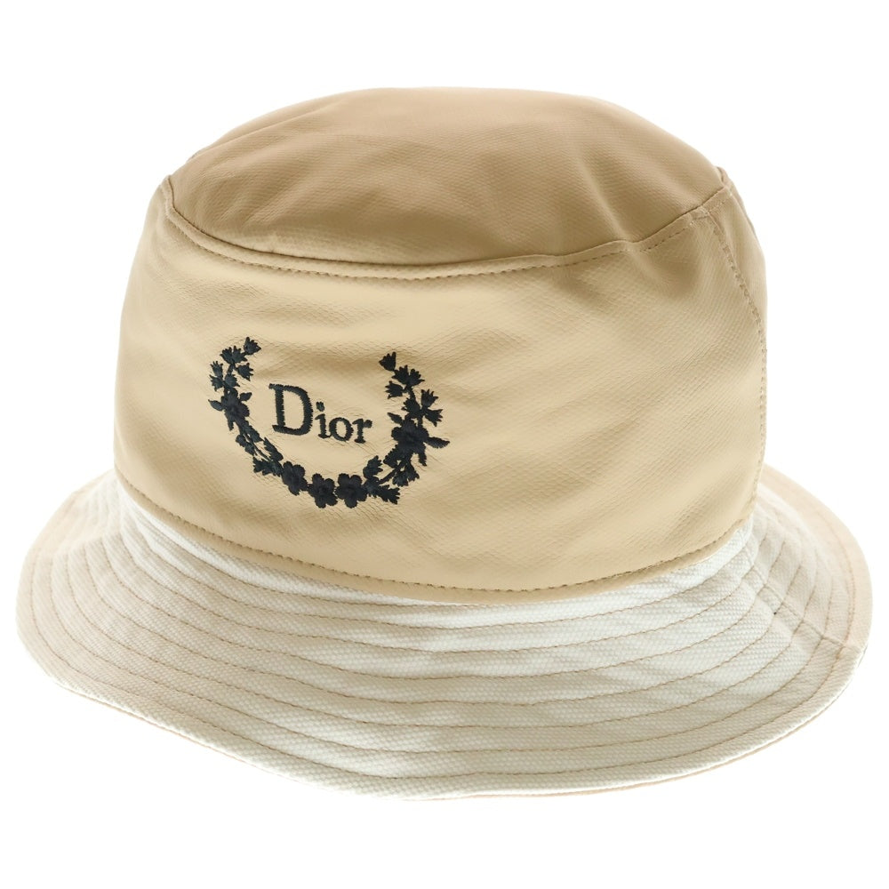 Christian Dior(クリスチャンディオール) ロゴ刺繍 キャンバス バケットハット ベージュ レディース