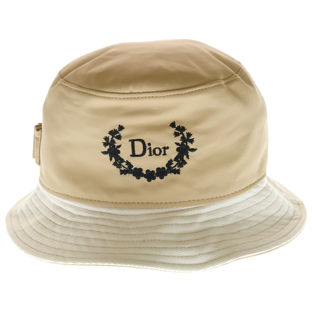 Christian Dior(クリスチャンディオール) ロゴ刺繍 キャンバス バケットハット ベージュ レディース