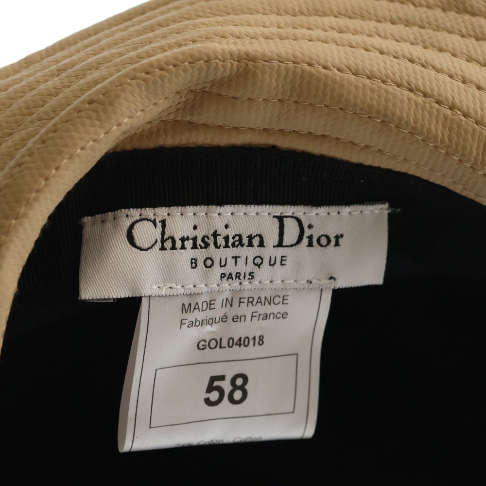 Christian Dior(クリスチャンディオール) ロゴ刺繍 キャンバス バケットハット ベージュ レディース