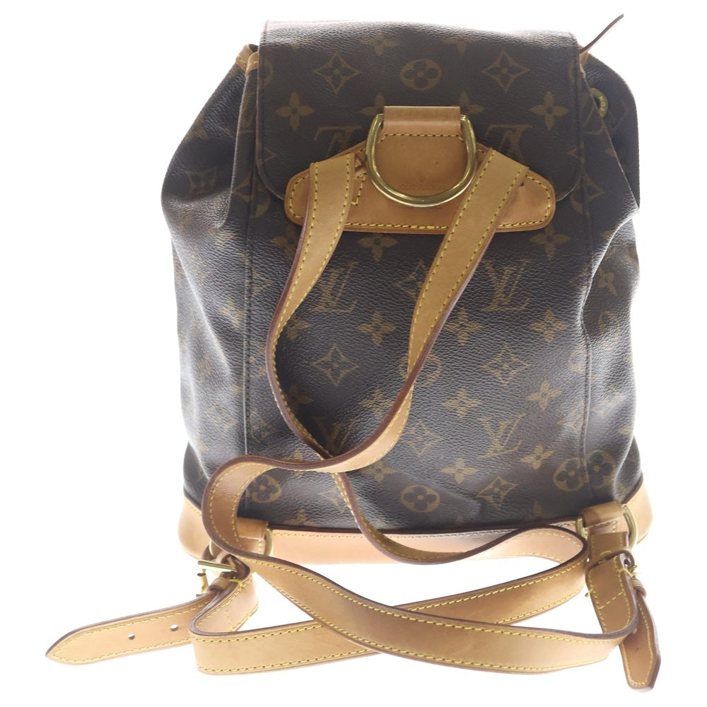 LOUIS VUITTON(ルイヴィトン) モノグラム モンスリPM リュックサック バックパック ショルダーバッグ ブラウン レザー×PVC M51137 ゴールド金具 レディース