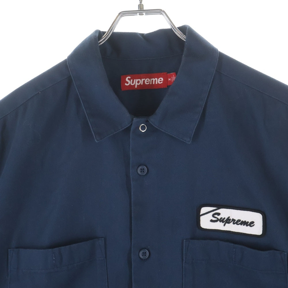 SUPREME(シュプリーム) 25SS BITCH S/S Work Shirt ワッペンロゴ 半袖シャツ ネイビー