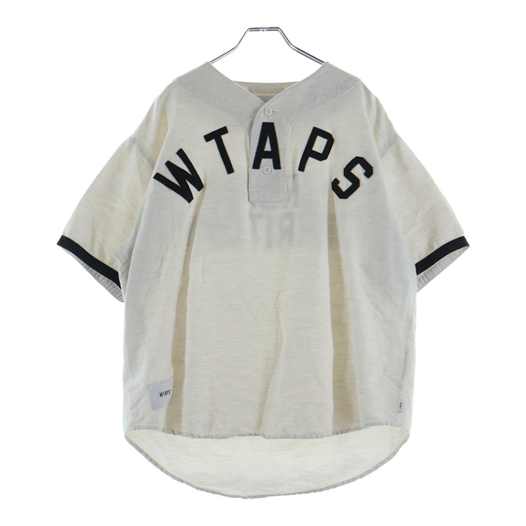 WTAPS(ダブルタップス) 22SS LEAGUE/SS/COTTON.FLANNEL リーグ ワッペンロゴ ベースボール 半袖 シャツ ライトグレー 221TQDT-SHM06