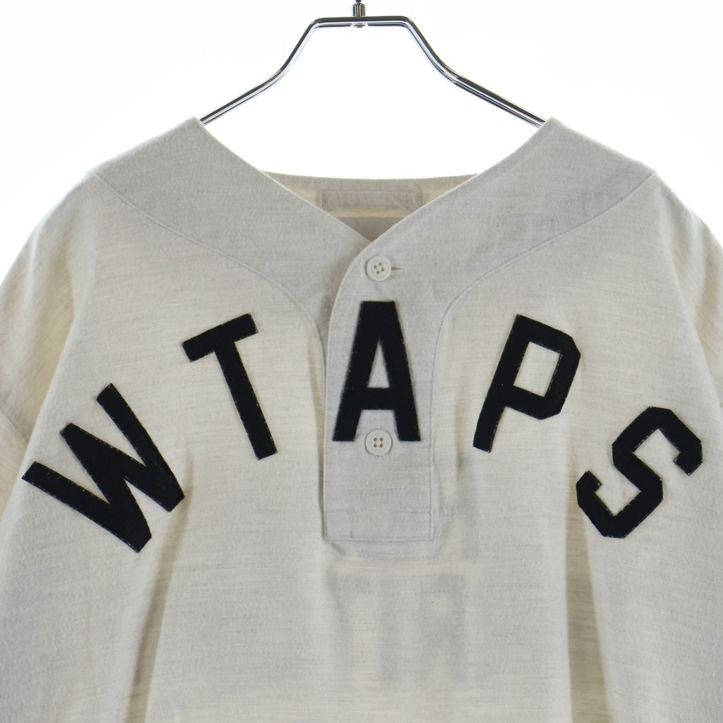 WTAPS(ダブルタップス) 22SS LEAGUE/SS/COTTON.FLANNEL リーグ ワッペンロゴ ベースボール 半袖 シャツ ライトグレー 221TQDT-SHM06