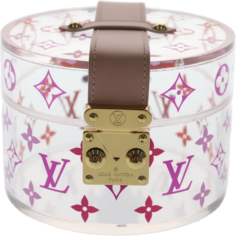 LOUIS VUITTON(ルイヴィトン) ボワット・スコット ジュエリーボックス 小物入れ クリア ピンク×クリア レザー GI0362 ゴールド金具 レディース